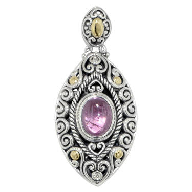 Scrollwork Baby Pink Tourmaline and Diamond Necklace
