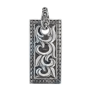 Men's Sterling Silver Balinese Scroll Dog Tag Pendant