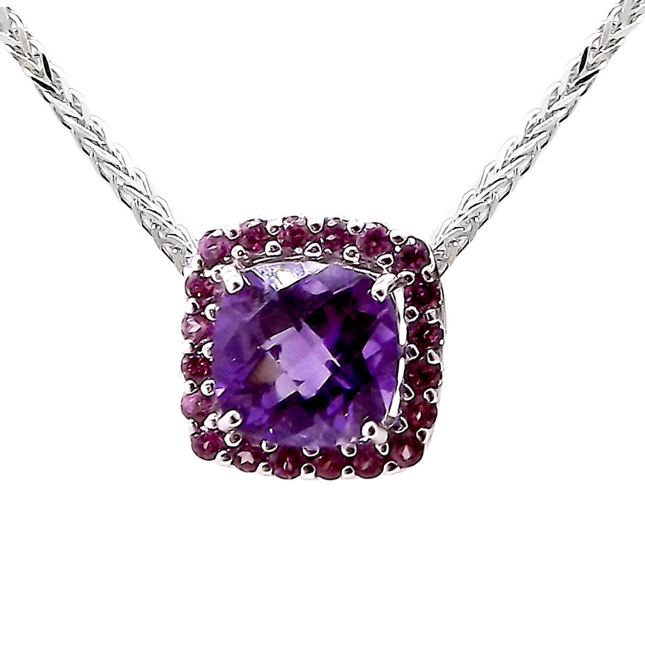 London and Rhodolite purple gem silver necklace