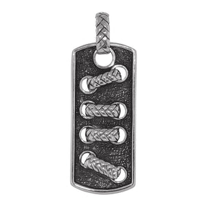 Men's Sterling Silver Boot Lace Dog Tag Pendant