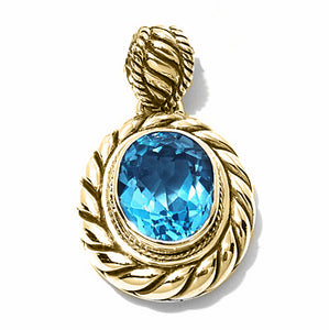 NEW Gold Plated Swis Blue Topaz Pendant