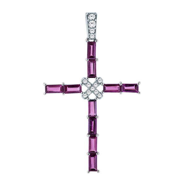 Rhodolite Gemstone Cross Pendant 