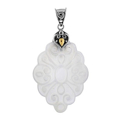 NEW Carved Scrollwork Mother of Pearl Pendant