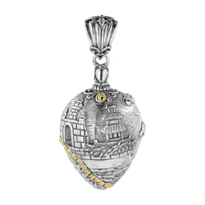 Bali Sterling Silver Uluwatu Temple Amulet Pendant with 18K Gold Accents