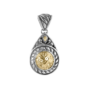 Sterling silver pendant with hammered 18K gold