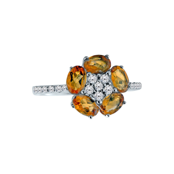 Citrine Flower Gemstone Ring