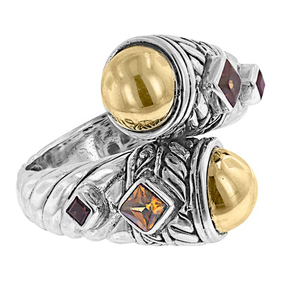 NEW Gemstone Bypass Gold Domed Ring