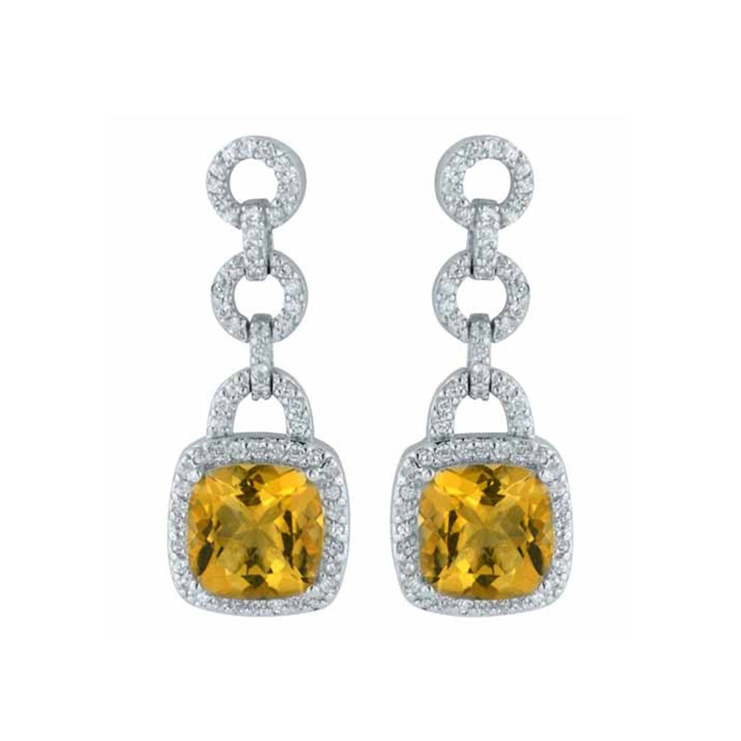 Citrine Yellow Gemstone Dangle Earrings 