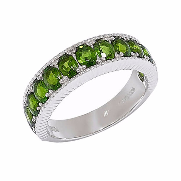 Chrome Diopside Green Gemstone Band Ring
