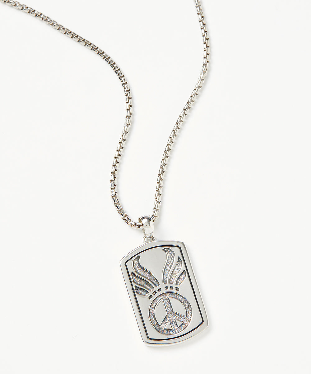 NEW Men's Peace Sign Dog Tag Necklace